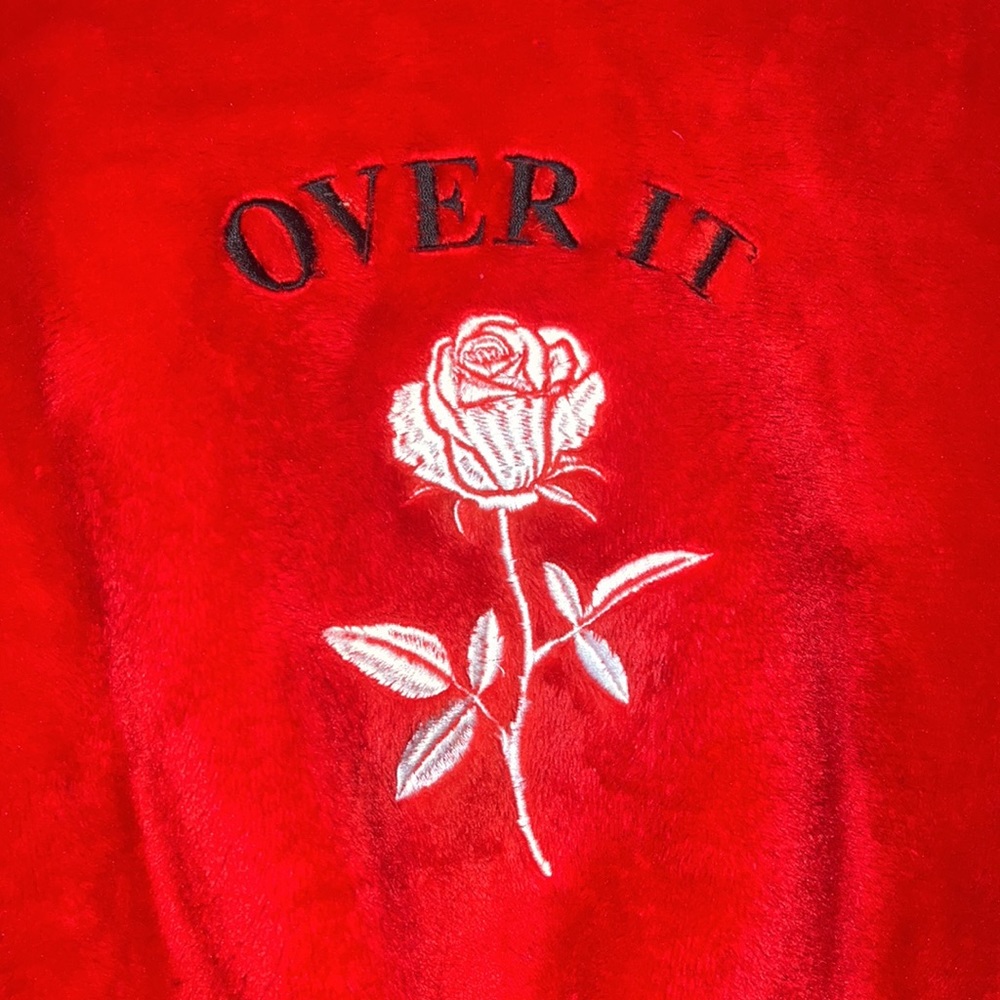 Over it red size Large furry teddy crop sweater - Picture 3 of 7